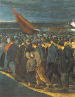 Un soir de grève. Le drapeau rouge, Eugène Laermans 1893