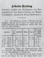 Arbeits-Vertrag zwischen den Arbeitgebern des Baugewerbes
und dem Zentral-Verband der Maurer, 1907