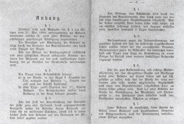 Arbeitsordnung der Zeche 'Hörder Kohlenwerk Dortmund', 1888