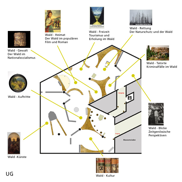 Grundriss der Ausstellung in der Ausstellungshalle UG