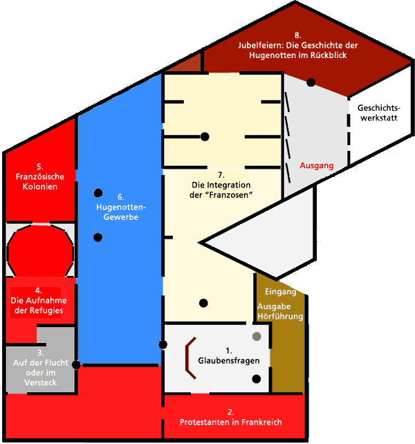 Grundriss der Ausstellung "Die Hugenotten"