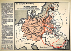 Karte mit Siedlungsbewegungen anlsslich der Heimholung so genannter Volksdeutscher