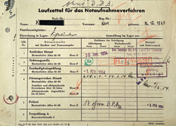 Laufzettel fr das Notaufnahmeverfahren fr Flchtlinge aus der DDR
