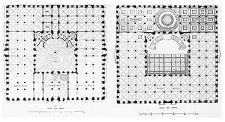 Grundriß vom Erdgeschoß und Grundriß vom Obergeschoß nach dem Umbau von 1877-1880