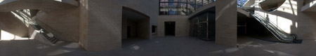 Panorambild der neuen Ausstellungshalle von I. M. Pei