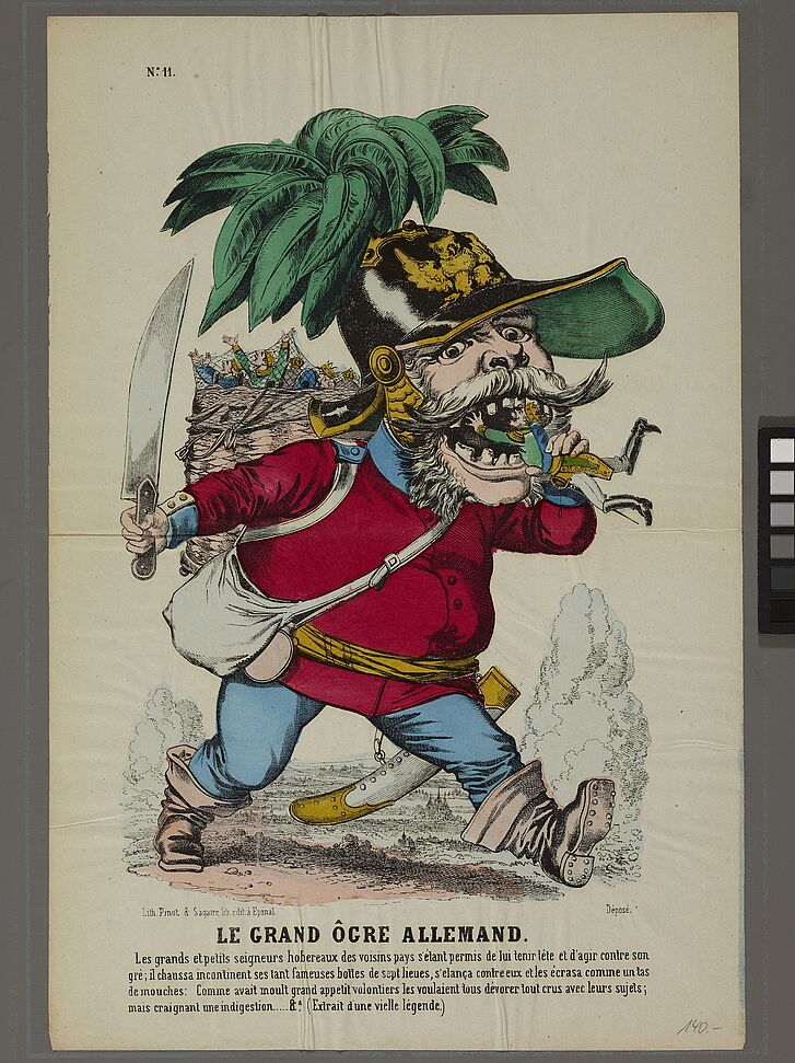 Karikatur von König Wilhelm I., der Menschen frisst.