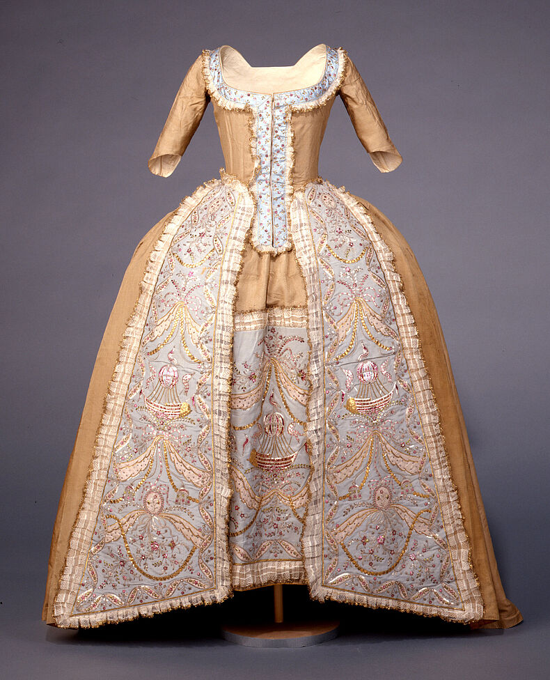Robe à la française mit Ballonmotiven, vermutlich Frankreich, ca. 1783 © DHM