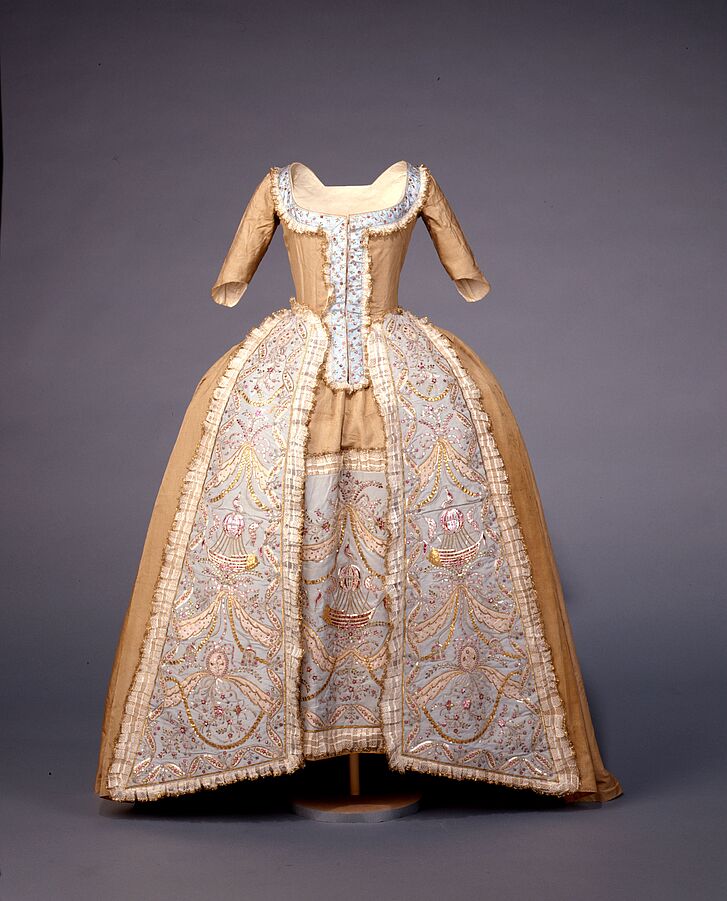Robe à la française with balloon motifs, probably France, ca. 1783 