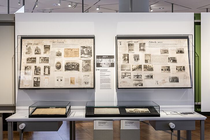 Exhibition view "On Displaying Violence: First Exhibitions on the Nazi Occupation in Europe, 1945-1948" - Exhibition Section "Undzer veg in der frayhayt" (Our Path to Freedom) Exhibition view "On Displaying Violence: First Exhibitions on the Nazi Occupation in Europe, 1945-1948" - Exhibition Section "Undzer veg in der frayhayt" (Our Path to Freedom)