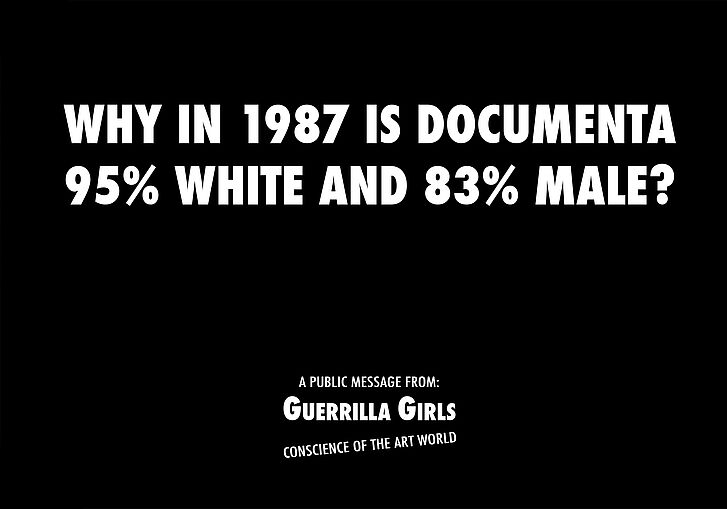 Guerrilla Girls, Why in 1987 is documenta 95 % white and 83 % male?, 1987 Guerrilla Girls, Why in 1987 is documenta 95 % white and 83 % male?, 1987