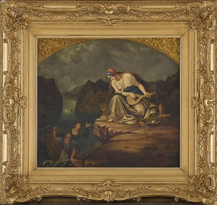 Die Nixe des Rheins auf dem Loreley-Felsen nach Begas Die Nixe des Rheins auf dem Loreley-Felsen nach Begas August Schmelzkopf 1842 © Deutsches Historisches Museum