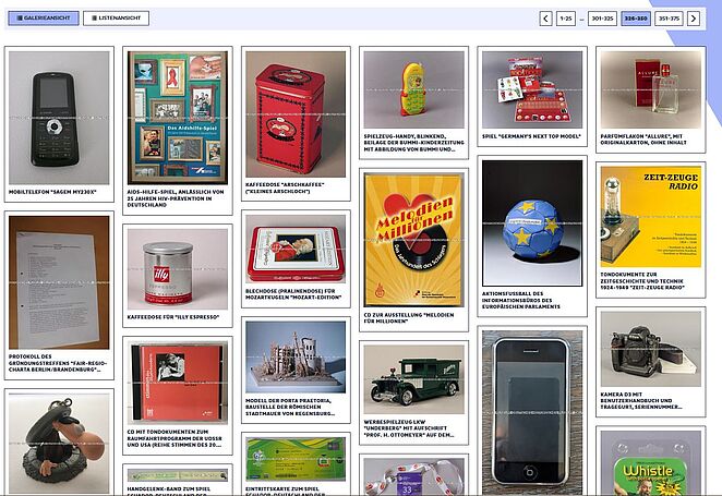 Screenshot der Objektdatenbank