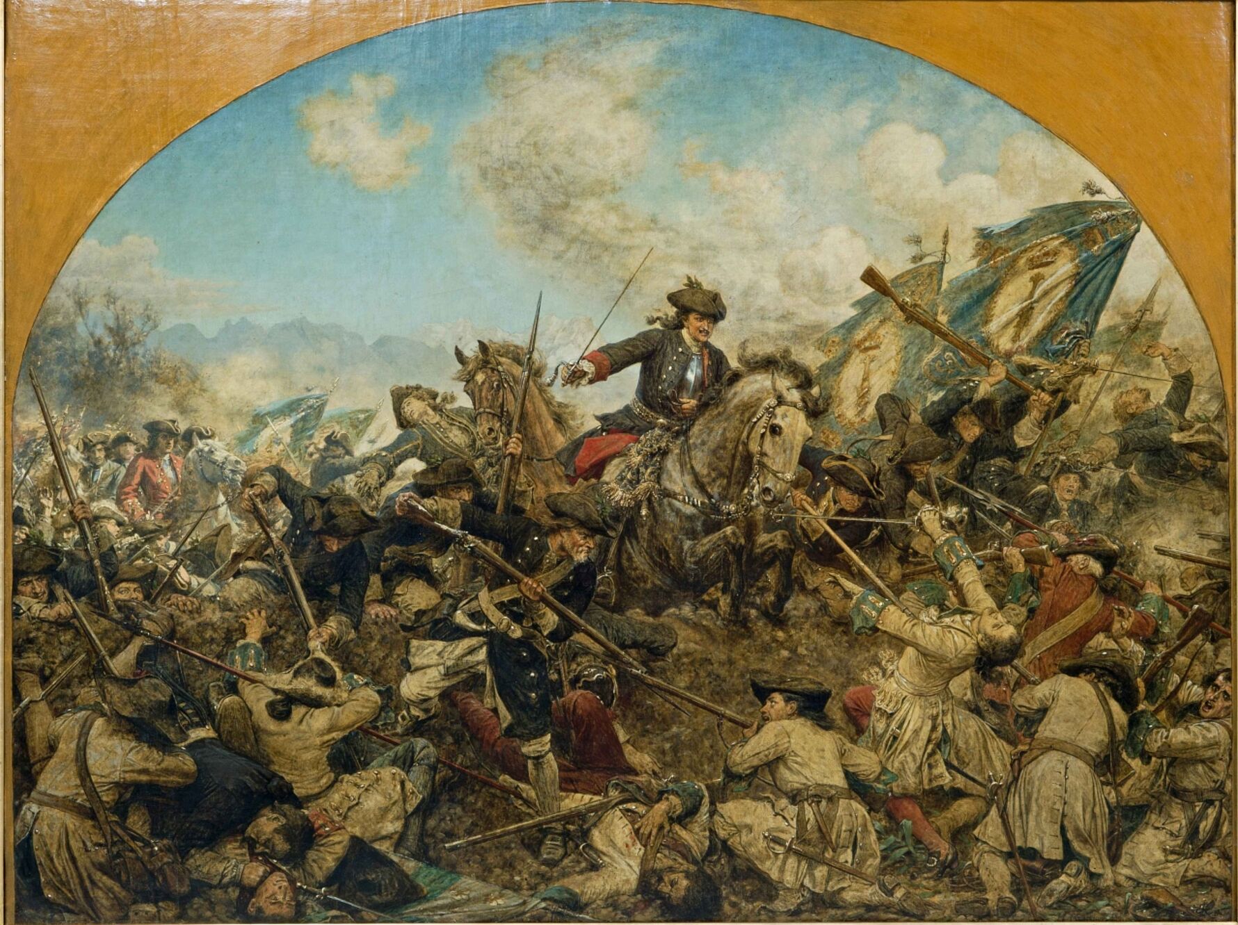 Hermann Knackfuß: Prinz Leopold von Anhalt-Dessau (1676-1747) in der Schlacht bei Turin am 7. September 1706, 1884 Hermann Knackfuß: Prinz Leopold von Anhalt-Dessau (1676-1747) in der Schlacht bei Turin am 7. September 1706, 1884