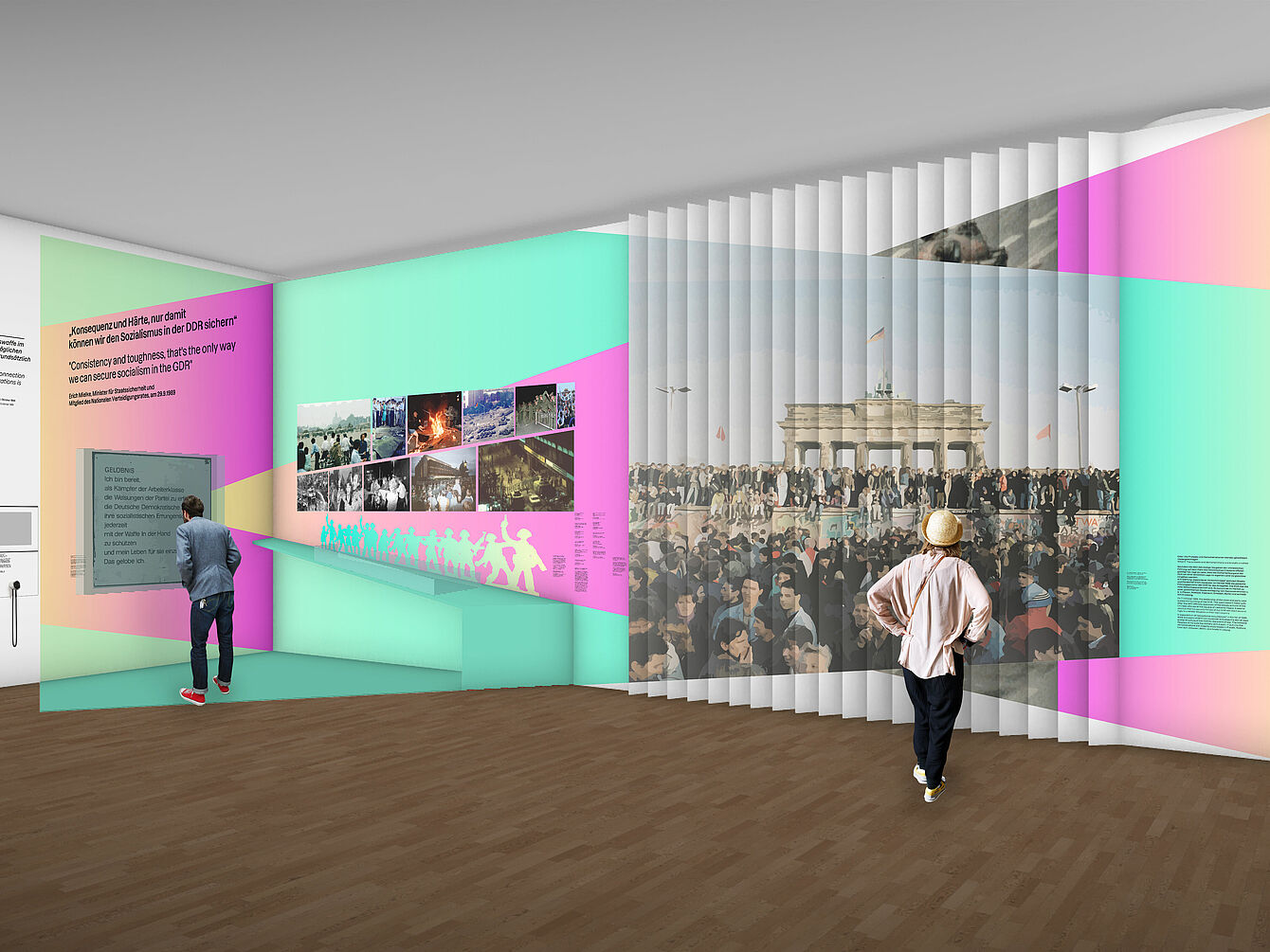 Visualisierung des Ausstellungsraums zum Wendepunkt 1989 Visualisierung des Ausstellungsraums zum Wendepunkt 1989.