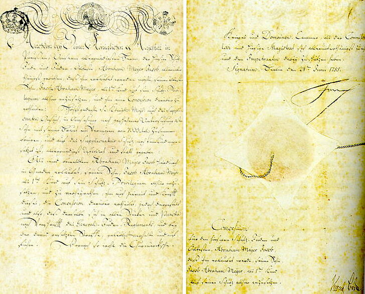 Vorder- und Rückseite eines Schutzbriefes.