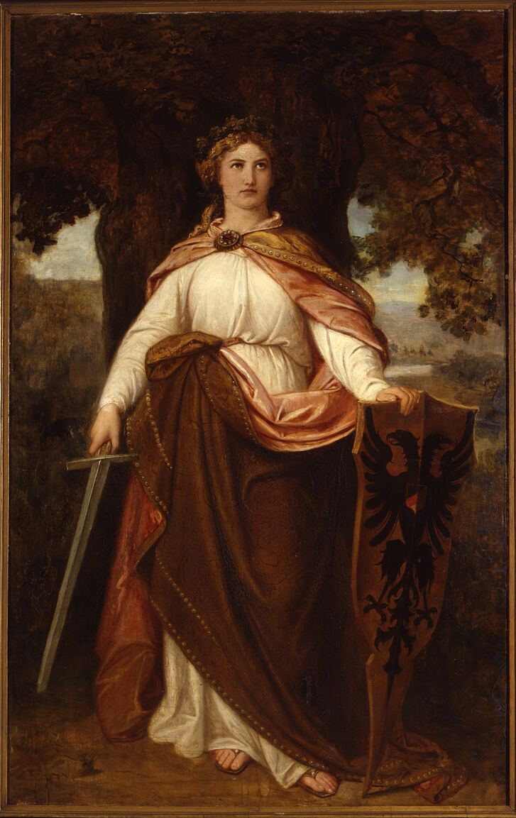 Germania, Öl auf Leinwand, 1848/49 Bild von Frau in Gewand