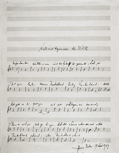 Sheet Music with the Lyrics of the GDR’s National Anthem, November 7, 1949. (Inv.Nr. Do 58/82)