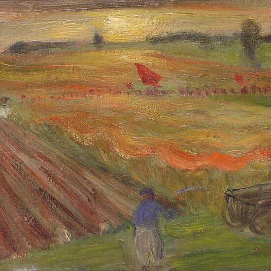 Impressionistische Landschaft mit Personen darin.