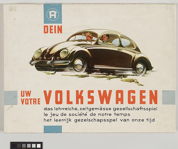 Spielverpackung mit Text und Auto.