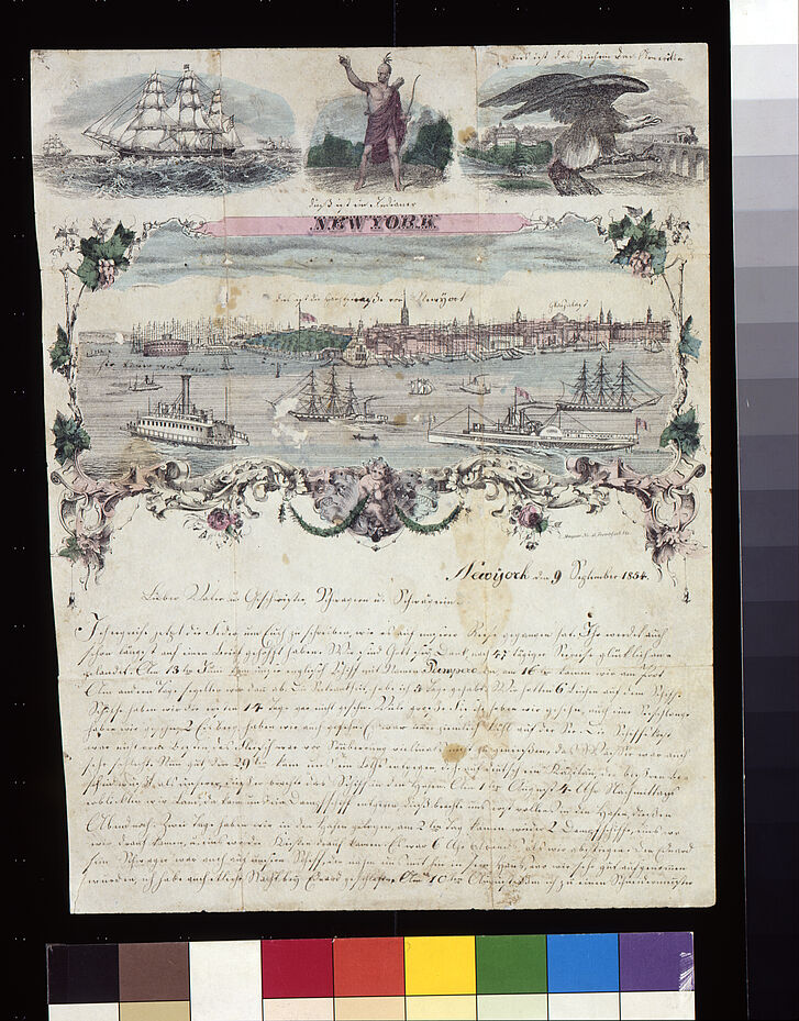 Illustration von New York mit Text.