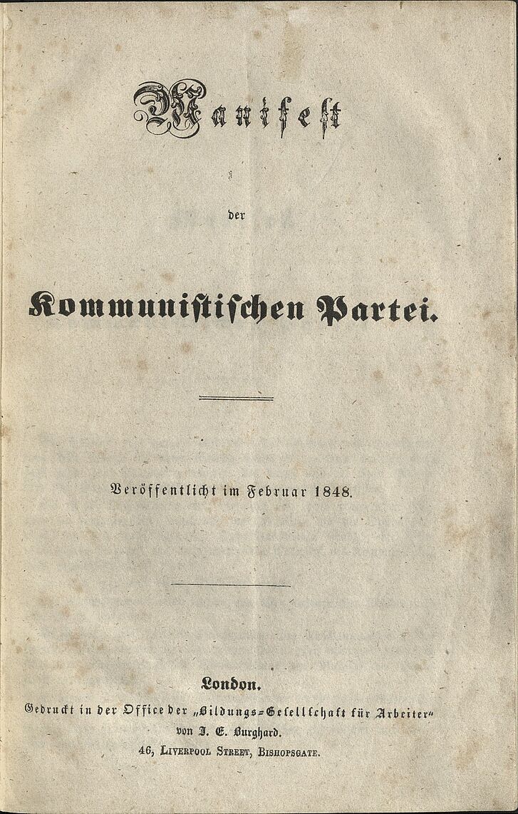 Titelbild "Manifest der Kommunistischen Partei".