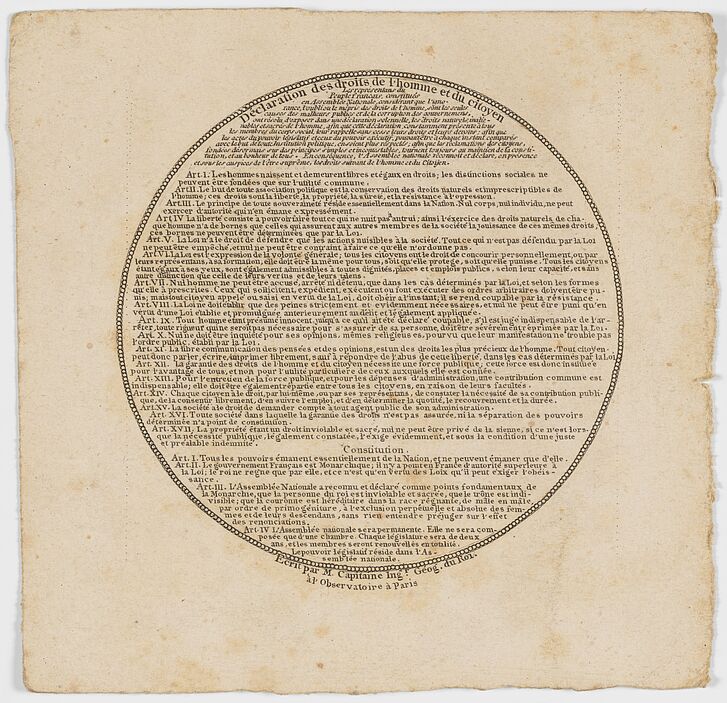 The human rights in pocket size from the possessions of the mayor of Lyon, Louis Vitet, Paris, probably September 1791 