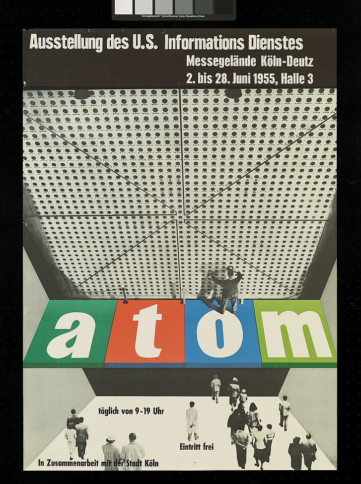 Plakat zur Ausstellung über Atomkraft.