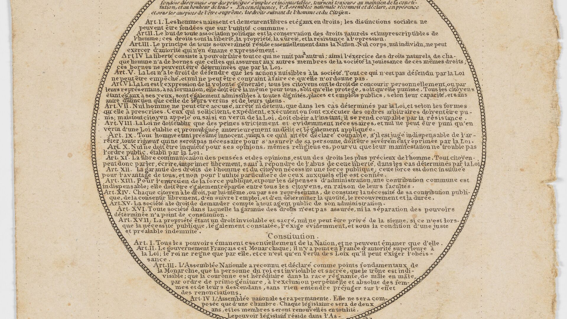 Text über Menschenrechte von 1791.