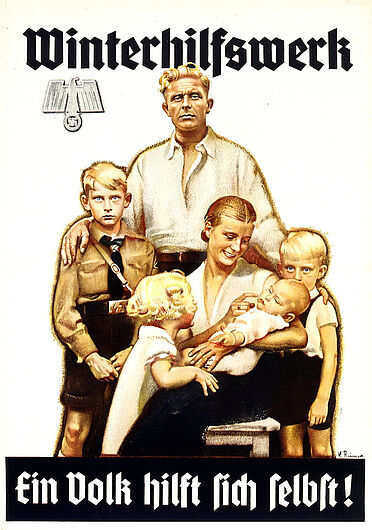 Max Reimer, Propagandaplakat des Winterhilfswerks (WHW), um 1938. Max Reimer, Propagandaplakat des Winterhilfswerks (WHW), um 1938. Das im September 1933 gegründete Winterhilfswerk unterstand Reichspropagandaminister Joseph Goebbels und sollte den großen Einsatz des NS-Staats zur Milderung der Folgen von Arbeitslosigkeit vor Augen führen. (Inv.Nr. P 99/25)