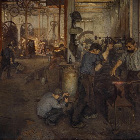 Gemälde von Carl Stilling: "Schmiede" von 1909.