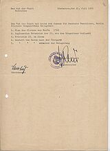 Übergabeprotokoll zwischen dem Rat der Stadt Lieberose und dem Museum für Deutsche Geschichte vom 21. Juli 1952 (DHM-HArch MfDG/484.3, Bl. 46) © DHM