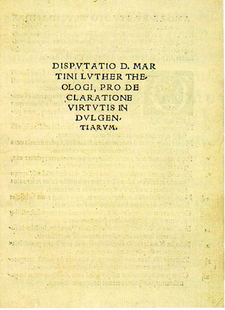 Seite aus den 95 Thesen von Martin Luther.