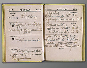 Calendar with Handwritten Entries by a Volunteer Nurse from the Last Months of the Second World War, 1945. Calendar with Handwritten Entries by a Volunteer Nurse from the Last Months of the Second World War, 1945. (Inv.Nr. Do2 99/1272)