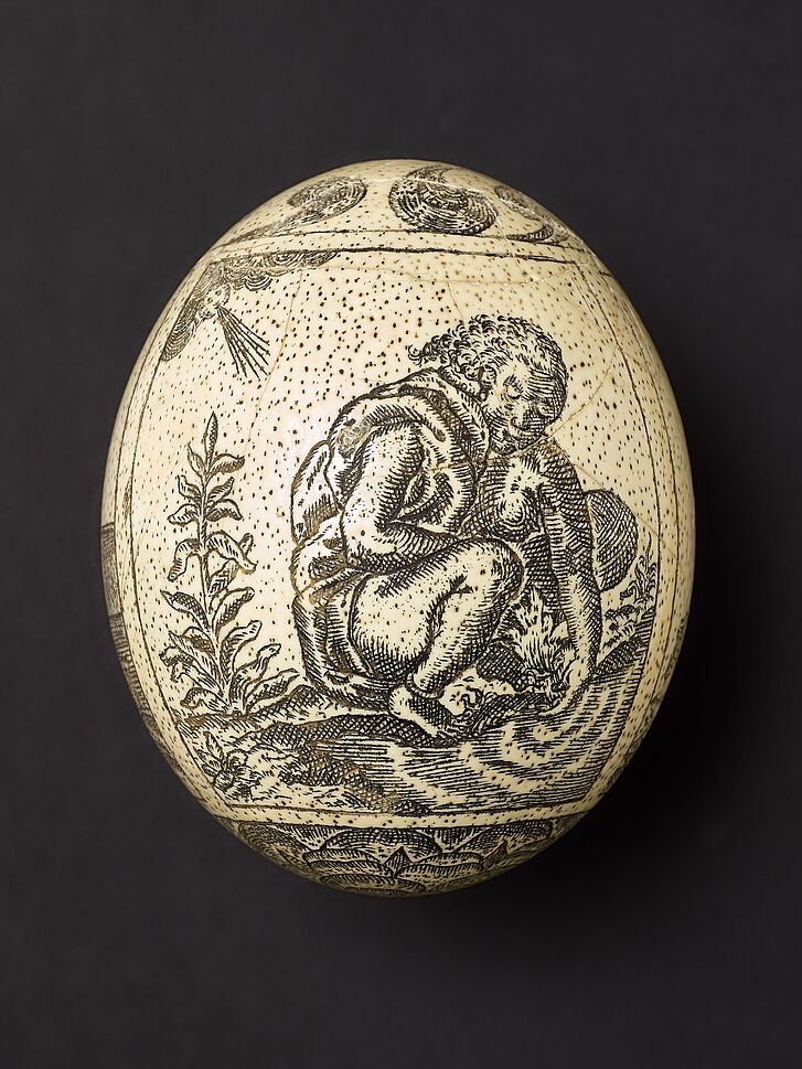Engraved ostrich egg