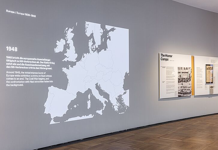 Exhibition view "On Displaying Violence: First Exhibitions on the Nazi Occupation in Europe, 1945-1948" - Prologue Exhibition view "On Displaying Violence: First Exhibitions on the Nazi Occupation in Europe, 1945-1948" - Prologue