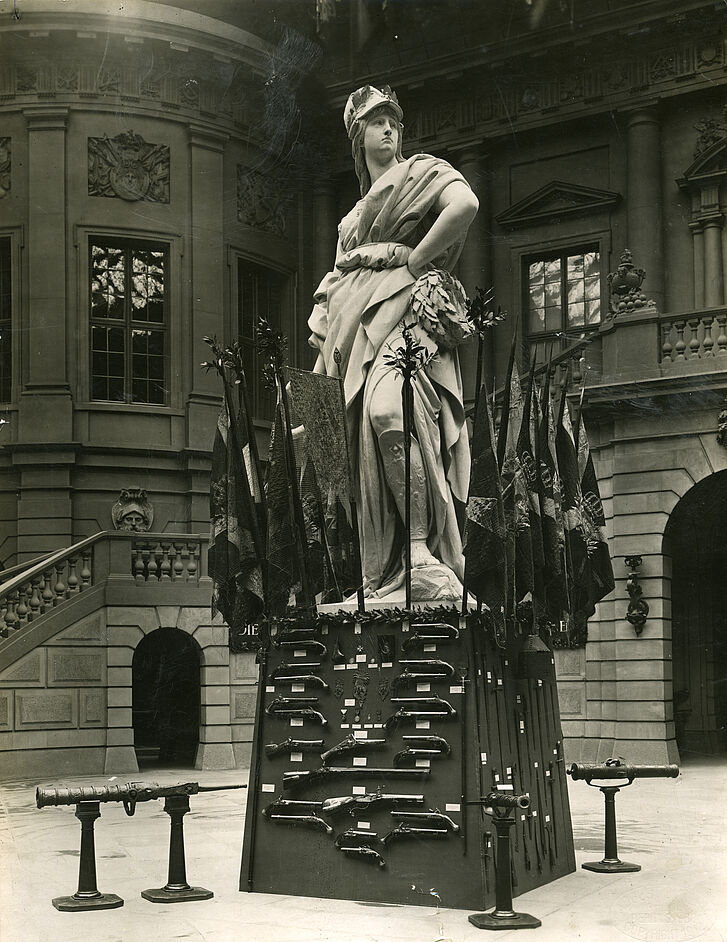 Exhibition with statue