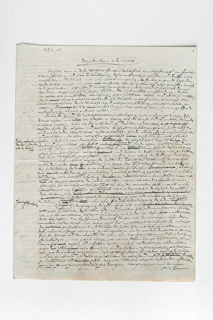 Original-Manuskript „Das Judenthum in der Musik“ von Richard Wagner (alias K. Freigedank) Original-Manuskript „Das Judenthum in der Musik“ von Richard Wagner (alias K. Freigedank) Titelseite (1. Doppelbogen) 1850 © Richard Wagner Museum Bayreuth