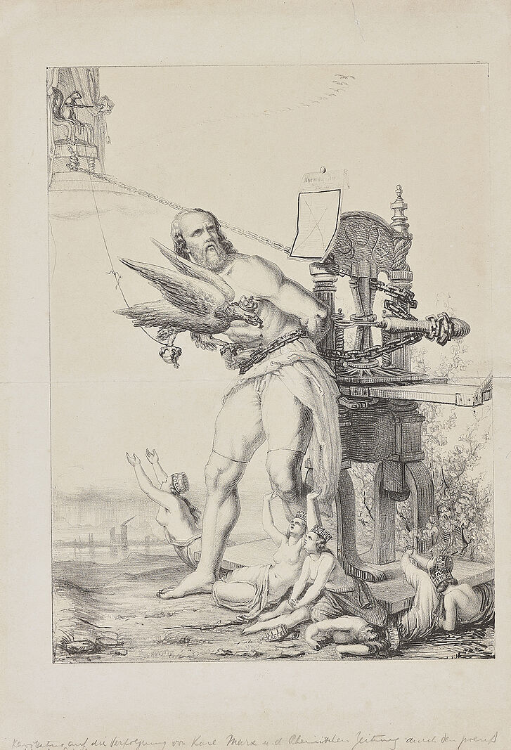 Karikatur "Der gefesselte Prometheus" Karikatur „Der gefesselte Prometheus“