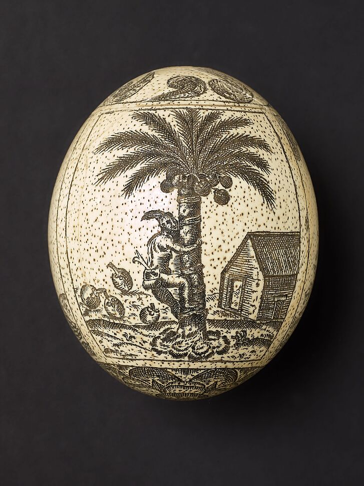 Engraved ostrich egg
