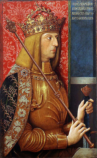 Bernhard Strigel, Kaiser Maximilian I. (1486-1519), 1496. Bernhard Strigel, Kaiser Maximilian I. (1486-1519), 1496. Maximilian wurde 1486 römischer König und regierte ab 1493 allein. 1508 nahm er den Kaisertitel an. Bei der Heiratspolitik und der Sicherung des burgundischen Erbes war er erfolgreich, scheiterte aber in Italien. (Inv.Nr. 1988/1493)