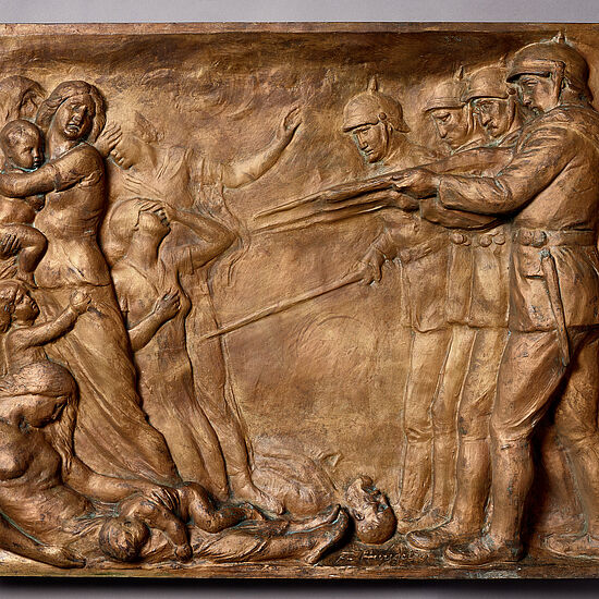 Relief von Frans Huygelen „Zur Erinnerung an Dinant“, um 1927, Bronze © Deutsches Historisches Museum