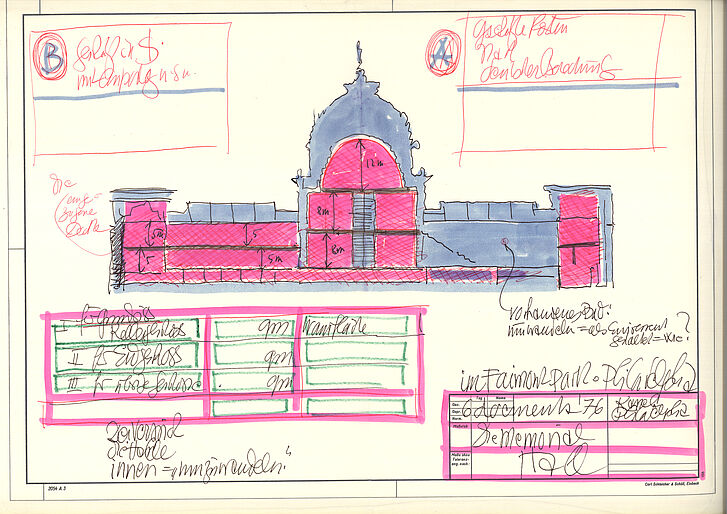 Sketch of the Memorial Hall as a proposed exhibition venue for documenta-DOCUMENTS 1955-1972 Sketch of the Memorial Hall as a proposed exhibition venue for documenta-DOCUMENTS 1955-1972