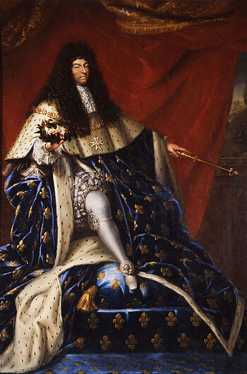 Henri Testelin, König Ludwig XIV. von Frankreich (1638-1715) vor dem Parlament, um 1685. Henri Testelin, König Ludwig XIV. von Frankreich (1638-1715) vor dem Parlament, um 1685. Ludwig XIV. wurde 1643 im Alter von fünf Jahren König. Die Alleinherrschaft übernahm er 1661. Hauptziele der Politik des Bourbonen waren die Sicherung seiner Herrschaft und die Schwächung der Habsburger. (Inv.Nr. Gm 93/60)