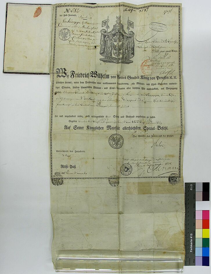 Reisepass von 1836.