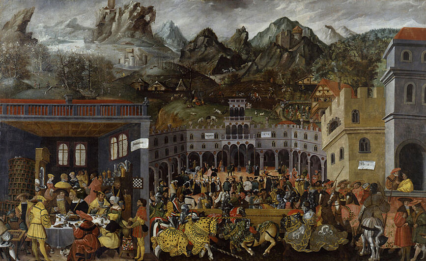 Jörg Breu the Elder (Successor), Monthly Paintings of Augsburg: Spring (January, February, March), 1531-1550. (Inv.Nr. 1990/185.1)