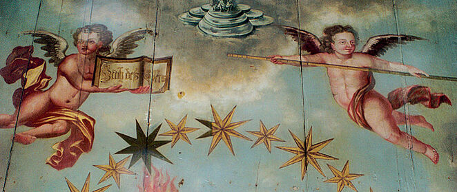 Detail der Deckenmalerei der Friedenskirche in Schweidnitz mit zwei Putten.