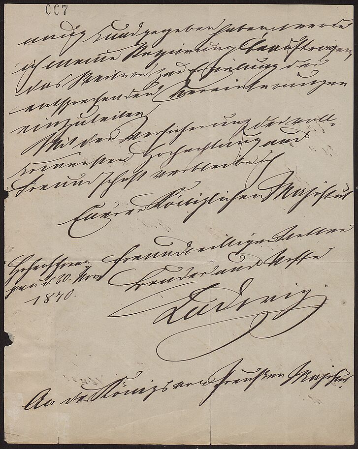 Handschreiben König Ludwigs II. von Bayern an König Wilhelm I. von Preußen vom 30. November 1870 („Kaiserbrief“)