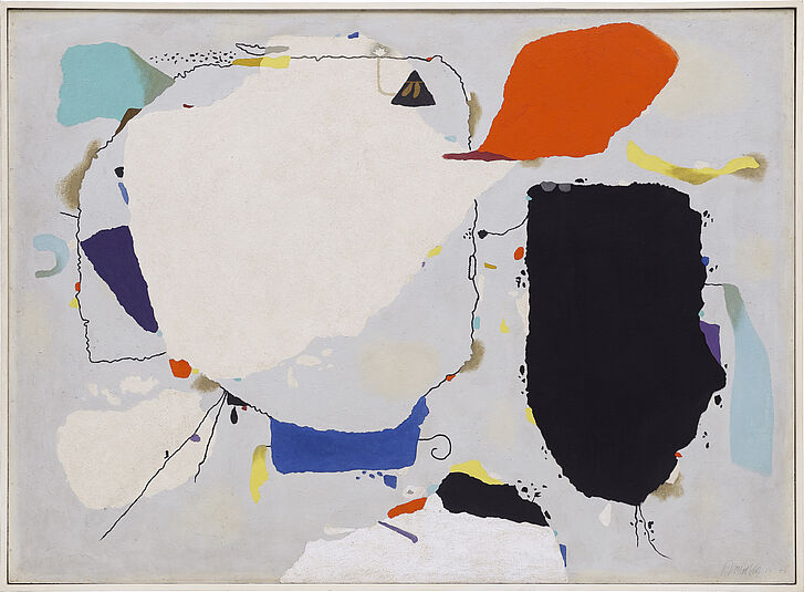 Willi Baumeister (1889–1955), Monturi with Red and Blue I, 1953 Willi Baumeister (1889–1955), Monturi with Red and Blue I, 1953