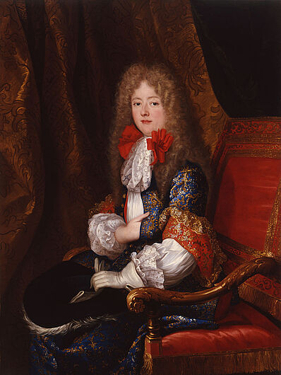 Louis Elle, Elisabeth Charlotte (Liselotte) von der Pfalz, Herzogin von Orléans (1671-1721), im Jagdkostüm, um 1678.  Elisabeth Charlotte (1652-1722), genannt Liselotte, war die Tochter des Kurfürsten Karl Ludwig von der Pfalz. 1671 wurde sie mit Philipp von Orléans verheiratet. (Inv.Nr. Gm 2001/1)