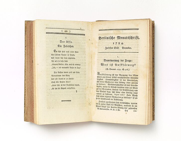 Title page of Immanuel Kant’s essay “Answer to the Question: What is Enlightenment?”, in: Berlinische Monatsschrift, Berlin, 1784 